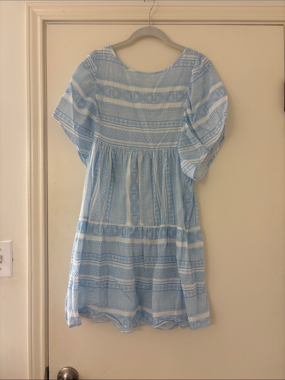 Light Blue Striped Boho Dress/ swim cover up